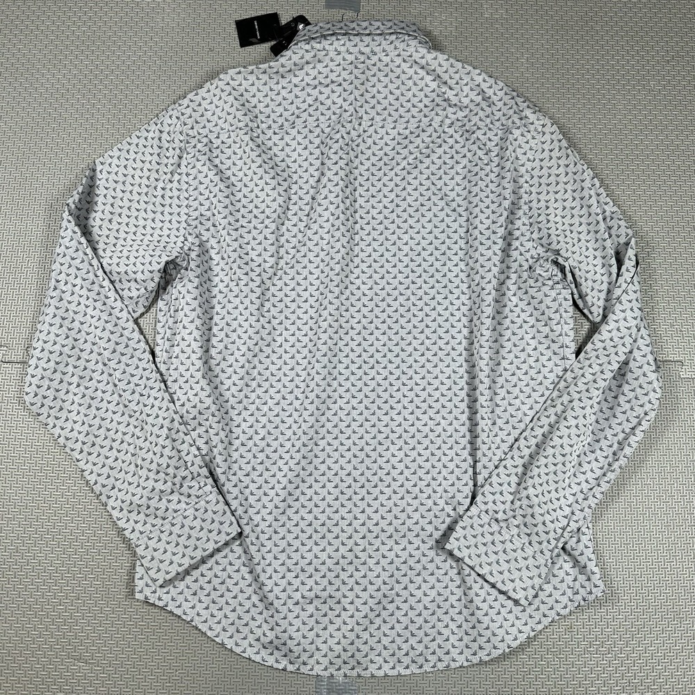NEW Emporio Armani Men Cotton Long Sleeve Button Up Dress Shirt Logo AOP Sz 3XL - Picture 4 of 9